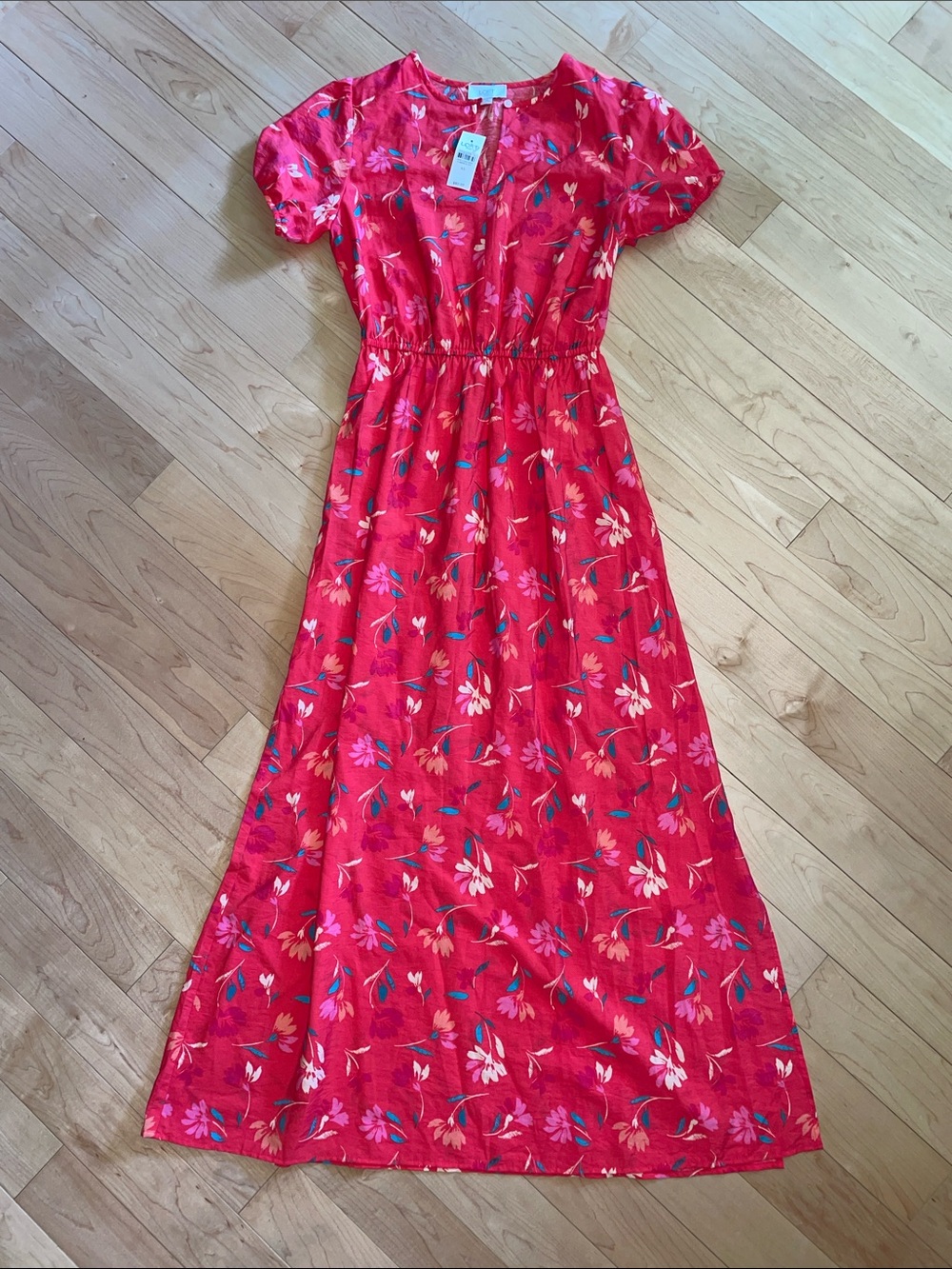 NWT LOFT Floral Maxi Dress with Pink and Teal size XS